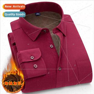 Benjamin red high-grade warm shirt fall winter padded thicke