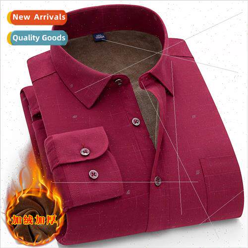 Benjamin red high-grade warm shirt fall winter padded thicke