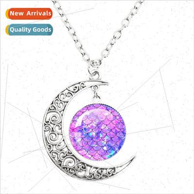 New Fantastic Beauty Glter Fish Scale Dome Glass Pendant Moo