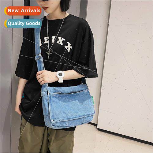 Denim crossbody bag female summer large capacy canvas bag in