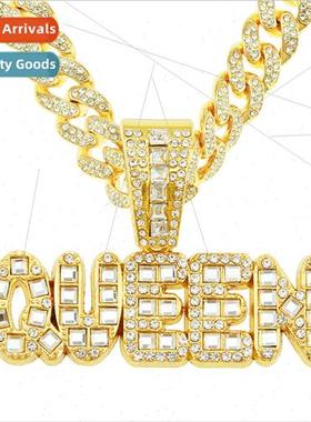 Personalized full diamonds hip-hop cool queen letters pendan