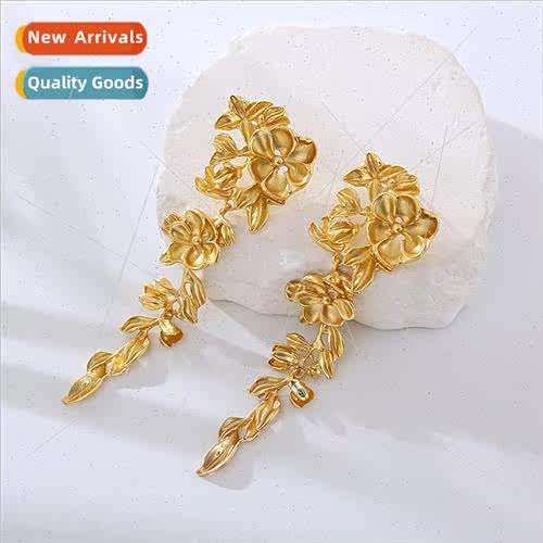 Europe fashion alloy flower earrings female new high-level s