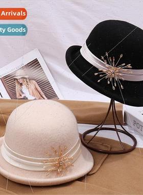 Autumn winter new warm French bowler hat hundred rolled edge