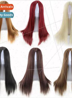 Europe wig wig center parted bangs hair curtain long repair
