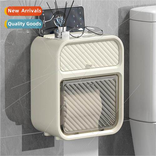 Multifunctional wall-mounted paper towel box cream wind bath