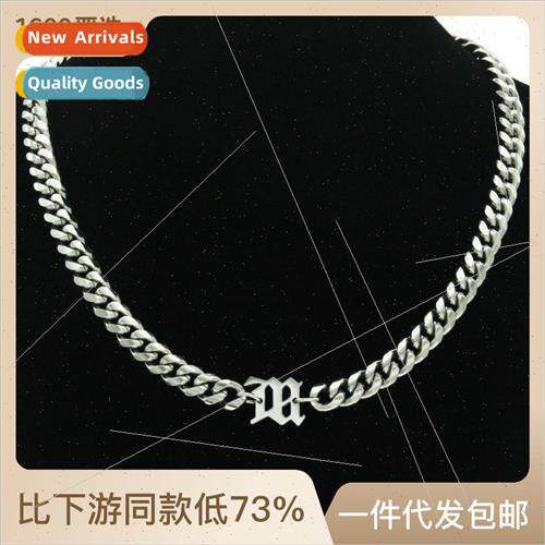Symbol pendant glossy cuban chain thick necklace stainless s