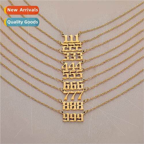 Angel Number 111-999 Stainless Steel Cut Necklace Fashion Ta