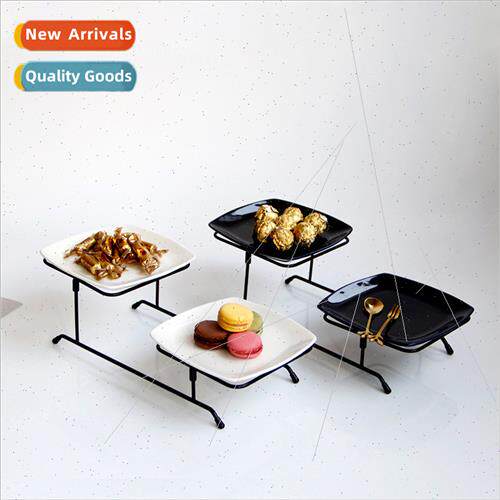 Two tier multi-tier cake plate stiron ceramic removable fru