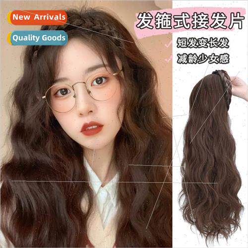 Wig female long curly hair hair band one-piece half head cov