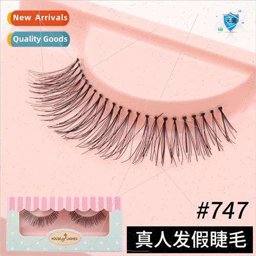 Stereoscopic Real Hair Fake Eyelash Natural Cross Clear Stem