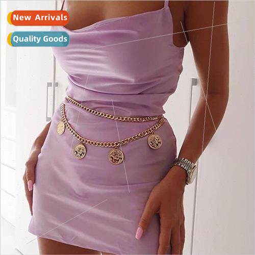 Europe Vintage Coin Pendant Tassel Metal Waist Chain Feminin