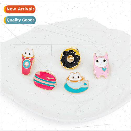 Europe cartoon jewelry teacup kty brooch meow donut burger e