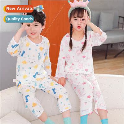 Children nine points home wear pajamas set thin boys girls c