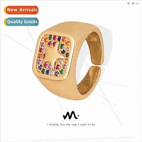 Europe copper square wh colorful diamonds small star open ri