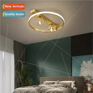 Copper light luxury post-modern bedroom crystal ceiling lamp