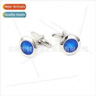 Round Blue Radial Cufflinks Translucent Blue Radial mple Bus