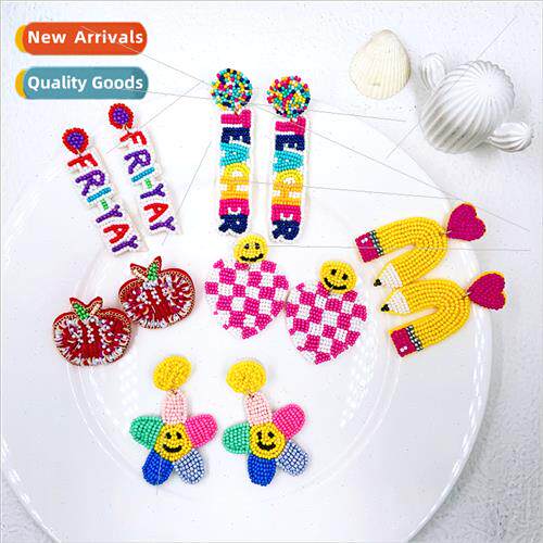 Europe school season earrings cartoon color clashing handmad