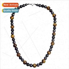 Tiger Eye Black Gallstone Obsidian Necklace Men Cool Hipster