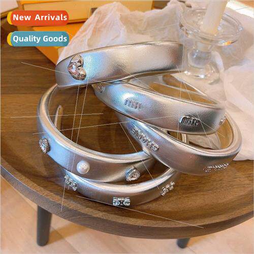 retro high skull top wide edge silver headband new go out ve