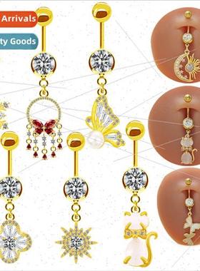 Europe sweet cat rabb piercing navel studs hottie belly butt