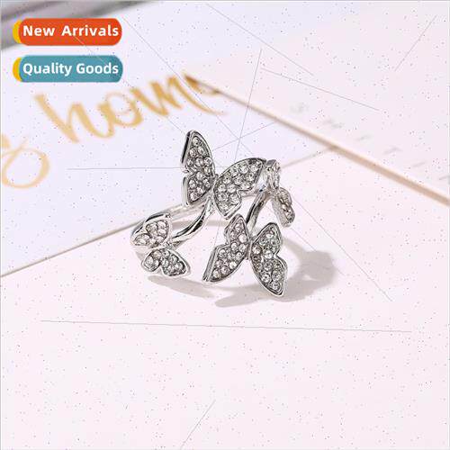 Fashion ring temperament full diamonds four butterfly ring w