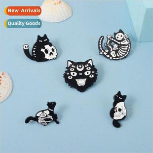 skull hollow paint black alloy cat creative Cartoon retro