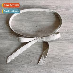 Leather Tie Waist Fur Bow Belt Cinching Decor Coat