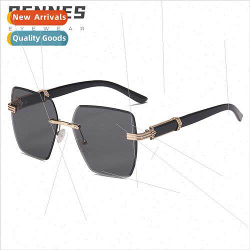 new Europe nd square large frame sunglasses rimless fashion