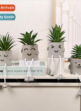 Cute green plant hanging foot doll simulation succulent pots