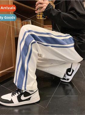 Striped casual pants mens spring and summer new Korean nd in
