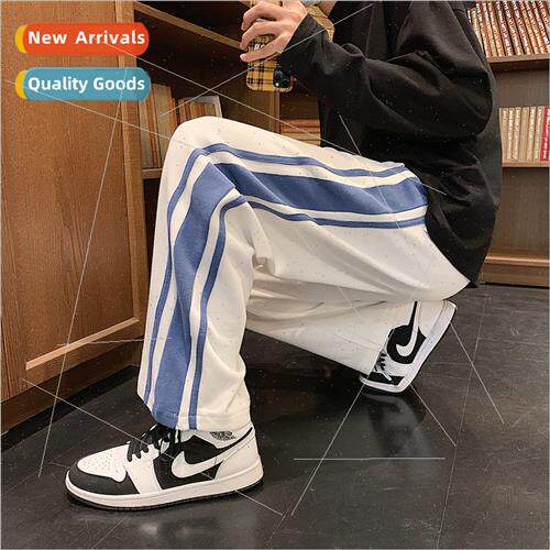 Striped casual pants mens spring and summer new Korean nd in