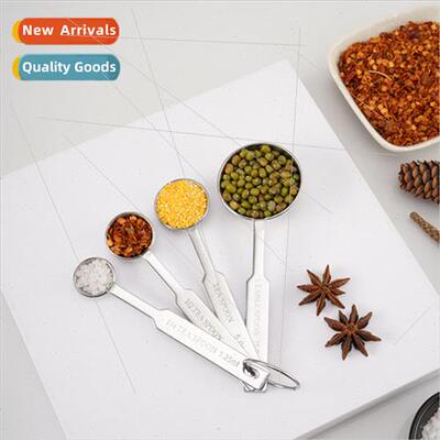 New Stainless Steel Measuring Spoon 4pcs Set wh Scale Milk P