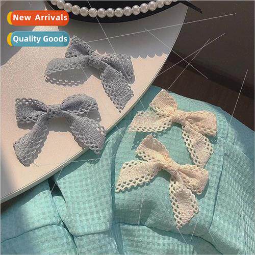 Korea cute side clip hair card cream hair clips lace bow hai