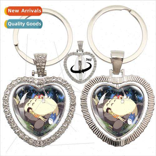 Retro anime Totoro double-sided keychain 360 degree rotation