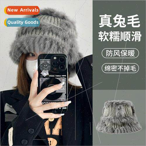 2023 rabb hair kn cap female fall winter furry hat show face