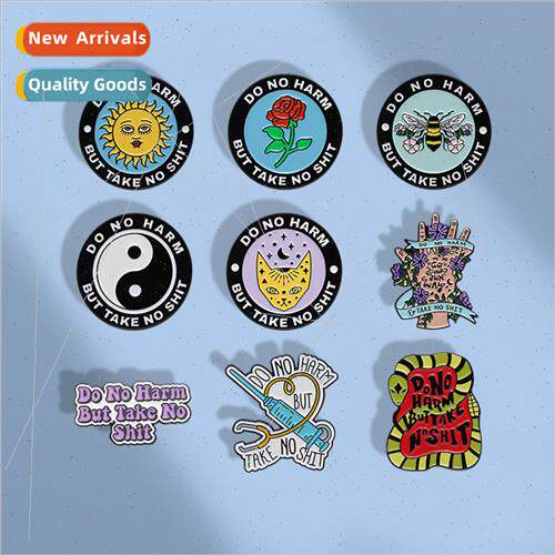 Cartoon anime  metal baking paint brooch creative bee/sun/ro