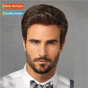 Handsome Black Head Europe Cove Reverse Men Parted Wig Brown