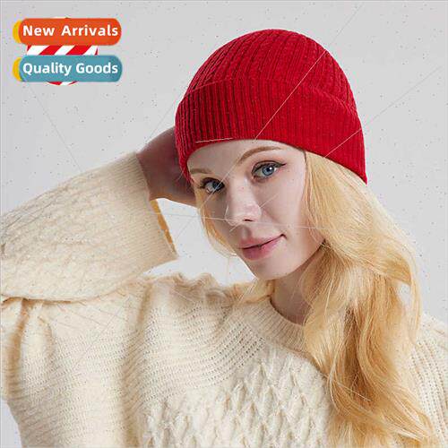 Autumn winter silk cashmere warm cap female show face small