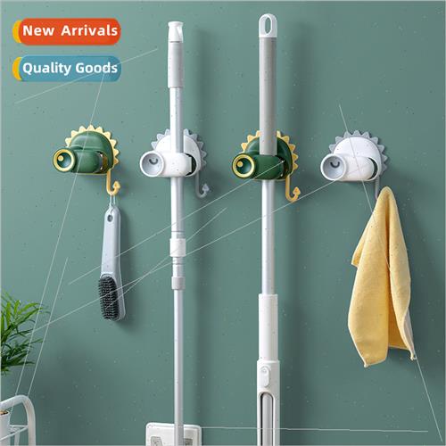 Dinosaur mop rack free wall mounted bathroom storage rack mo