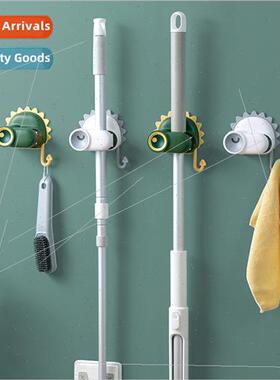 Dinosaur mop rack free wall mounted bathroom storage rack mo