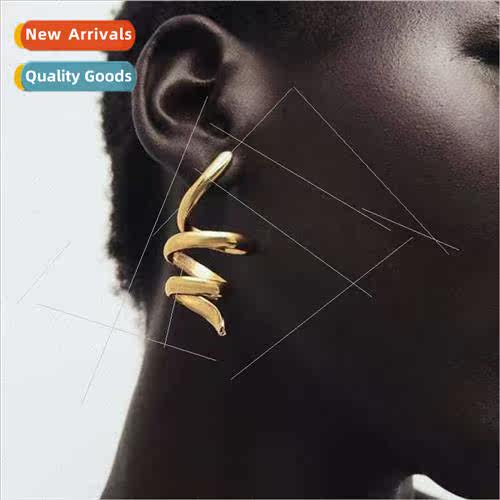 Autumn winter new metal spiral earrings ladies fashion cold