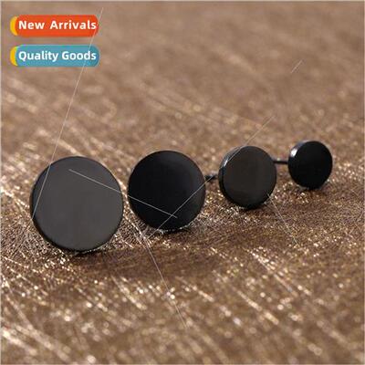 Ouhao earrings earrings Korea tanium steel black simple earr