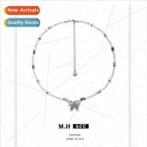 Butterfly oil drop necklace women vintage collarbone chain s