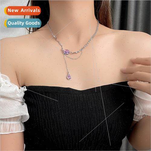 che purple diamond tassel necklace women 2023 new ins hip ho