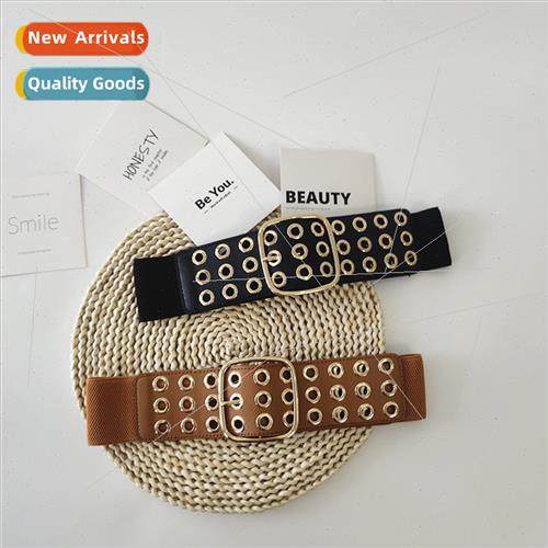 Wide belt female pin buckle iron hole chicken eye elastic el