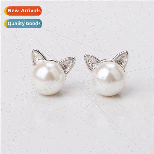 Cat ears pearl cat earrings female simple cute sweet Korea c