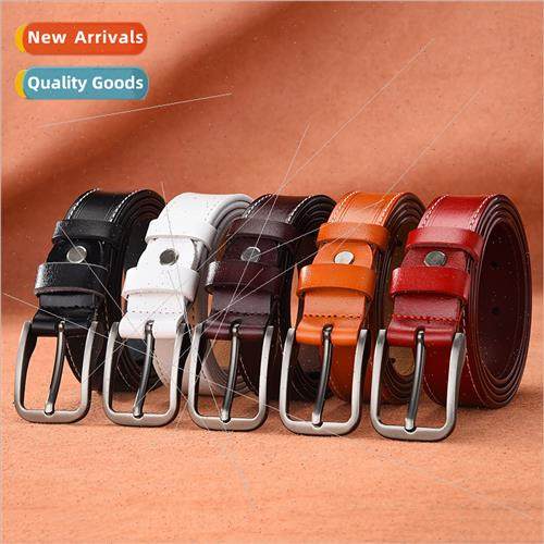 Men women belts casual pin buckle belt retro two layers pure