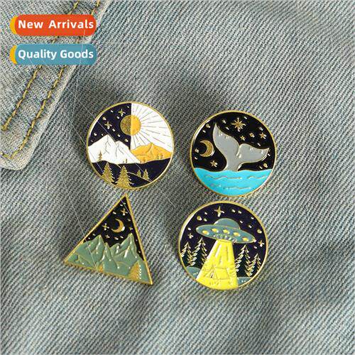 New creative cartoon UFO whale mountain shape paint alloy ba