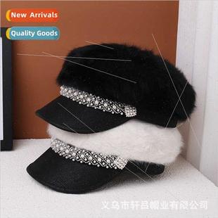 winter beret top tongue duck warm fall female hat flat plush