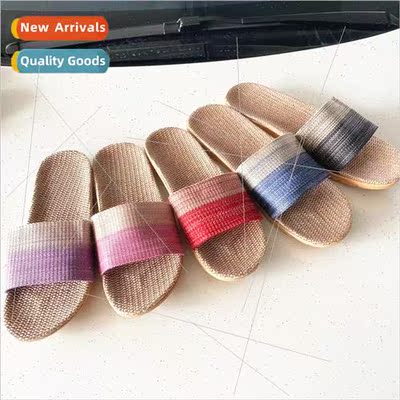 2023 spring and summer new straw linen viscose slippers simp